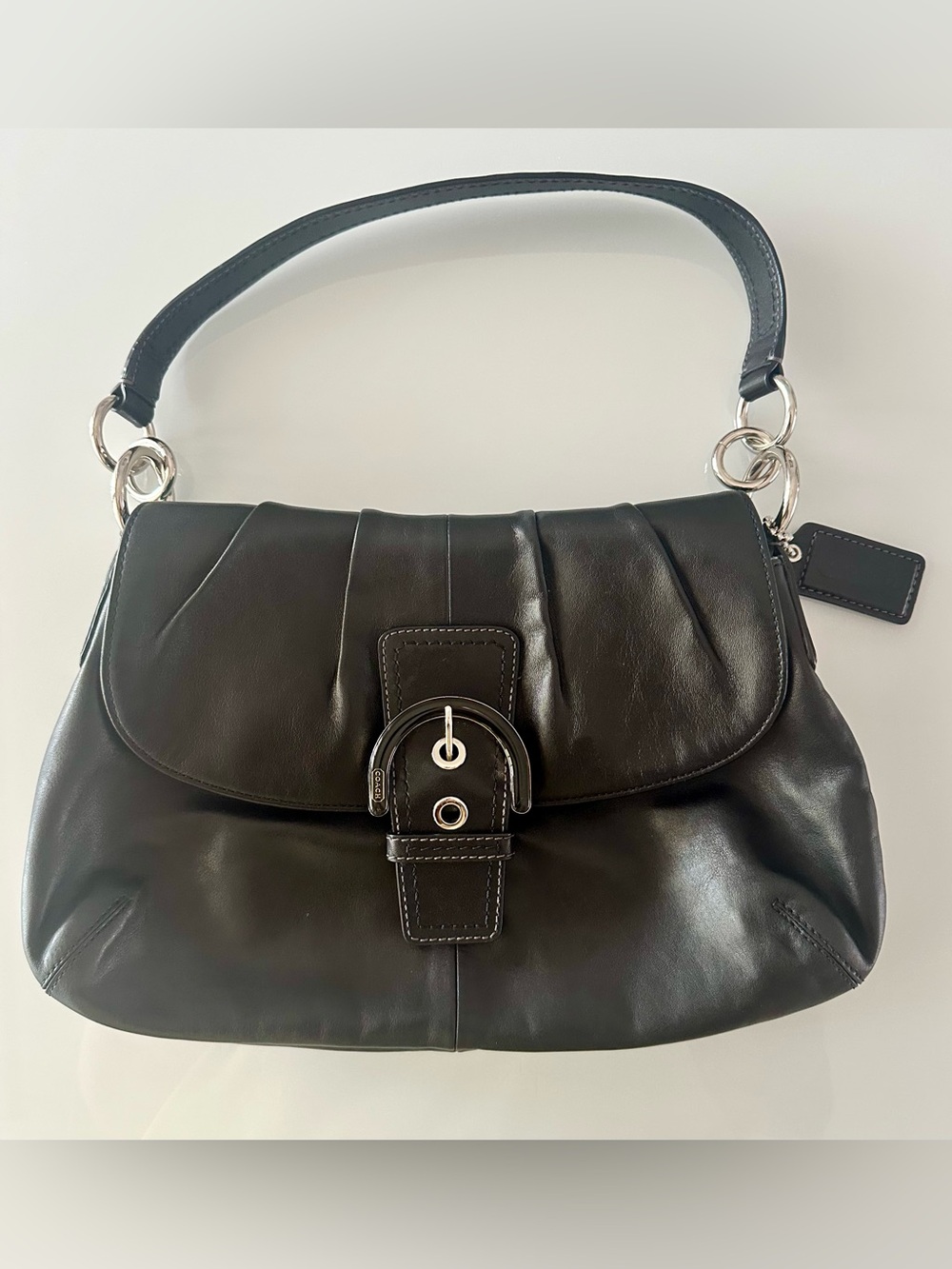 COACH Black Leather Hobo Bag A1273-F17217 Shoulder Bag Y2K 90s Blue Lining VTG